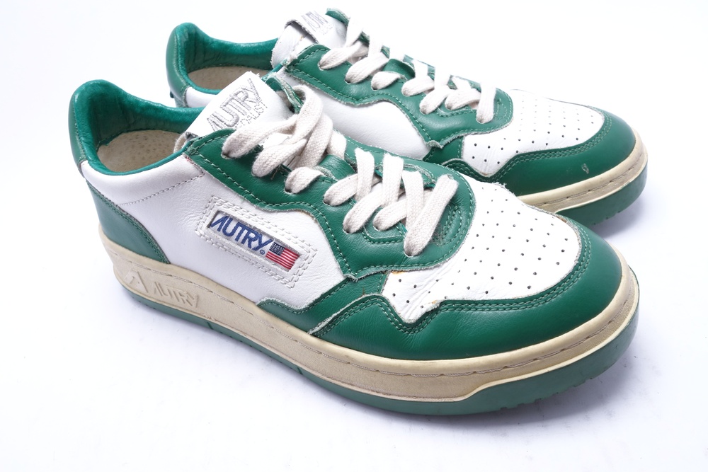 Autry Medalist Shoes Womens Size 7.5 White Green Leather Low Top Sneakers